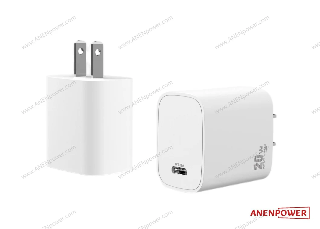 20W UK GB Plug 5V 3A Single Output USB-C 9V 2.22A GaN Charger 12V 1.67A Wall Quick Pd Power Adaptor